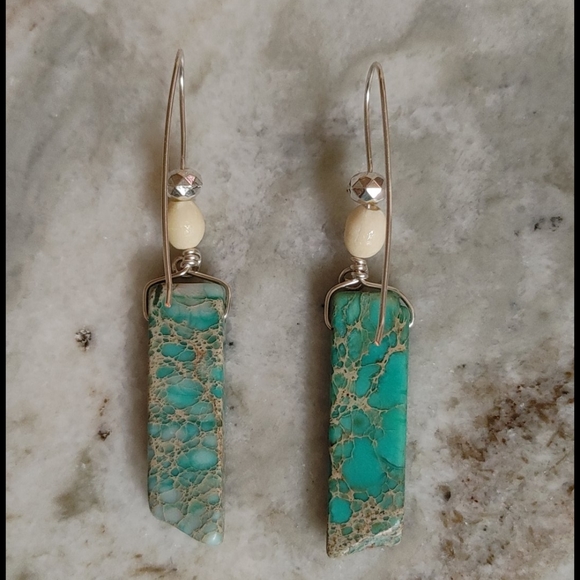 Hand Crafted Turquoise Dangle Earrings - Picture 7 of 9